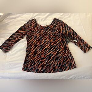 Liverpool Women's tiger/ Black and Orange 3/4 length Sleeve Top NWT